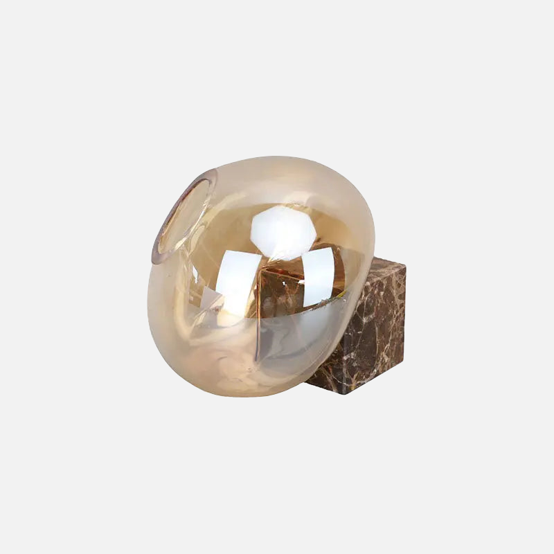 Amber Glass Orb Vase with Marble Base: front product view