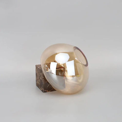 Amber Glass Orb Vase with Marble Base: source gallery view 2