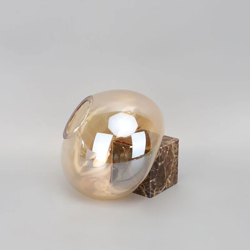 Amber Glass Orb Vase with Marble Base: source gallery view 5