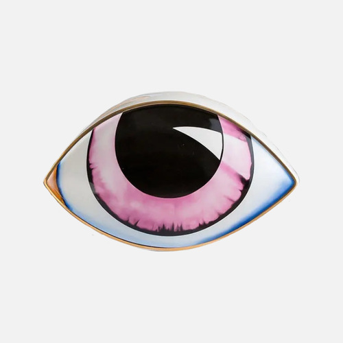 Additional view of the color iris ceramic eye accent.