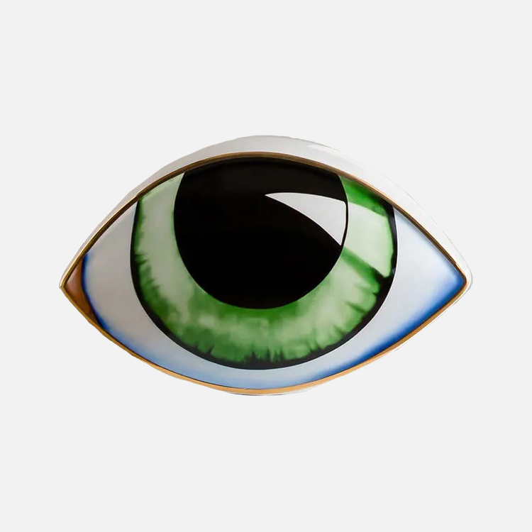 Additional view of the color iris ceramic eye accent.