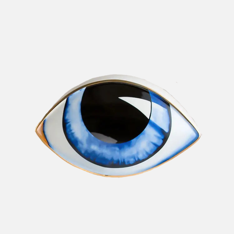 Additional view of the color iris ceramic eye accent.
