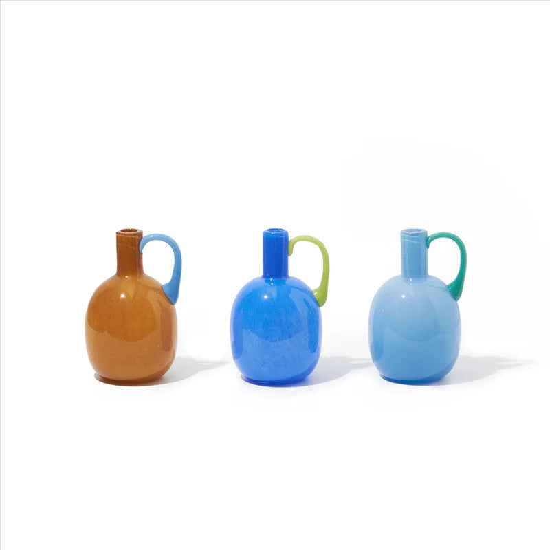 Colored Glass Vase with Contrasting Handle: front product view