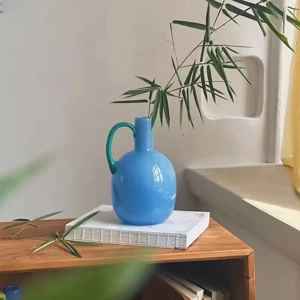 Colored Glass Vase with Contrasting Handle: source gallery view 3