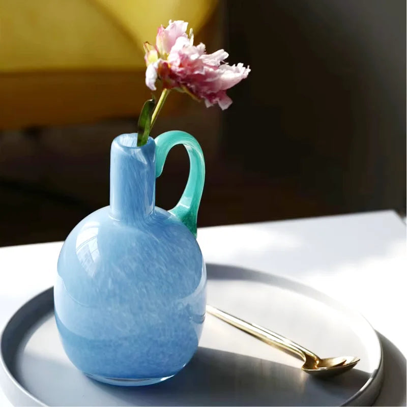 Colored Glass Vase with Contrasting Handle: source gallery view 5