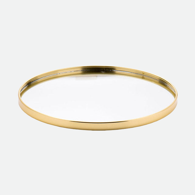 Additional view of the gold frame contour mirror tray.