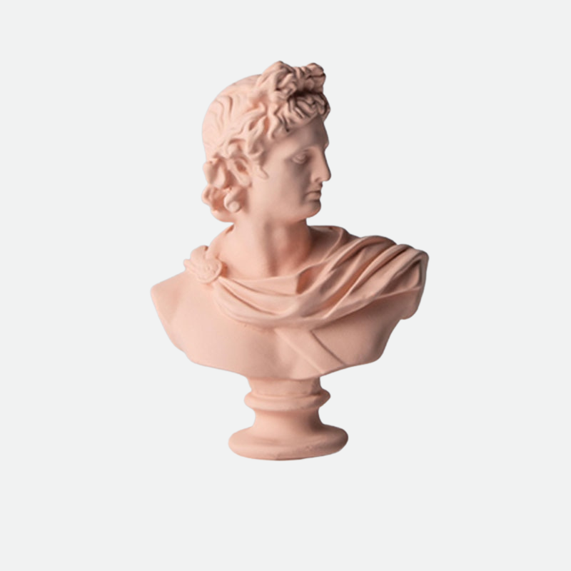 Additional view of the mini neoclassical resin bust.