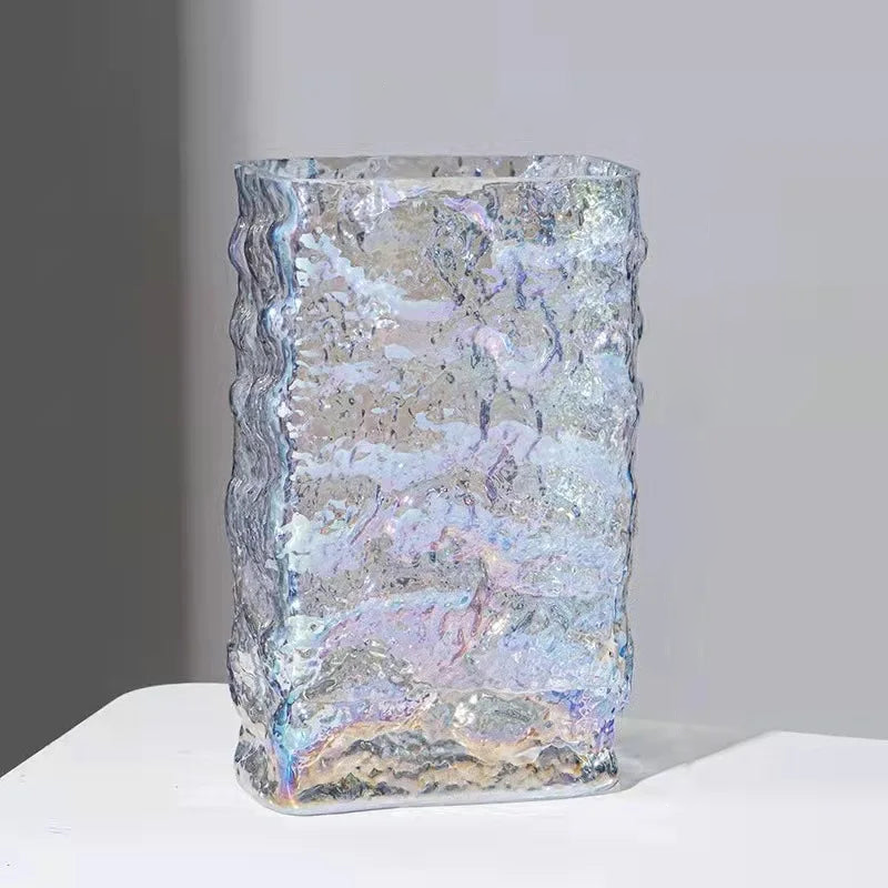Textured Glass Flower Vase in Clear or Rainbow Finish: source gallery view 3