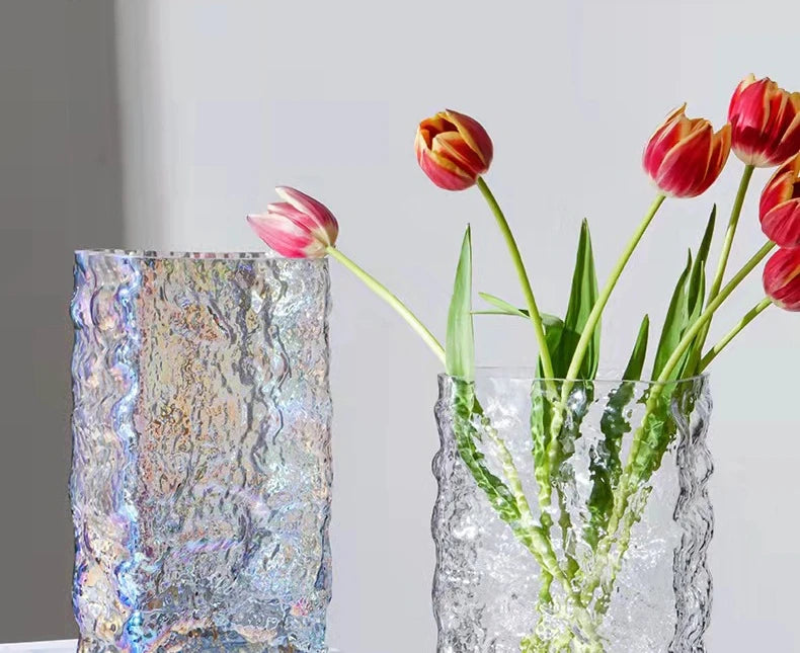 Textured Glass Flower Vase in Clear or Rainbow Finish: source gallery view 5