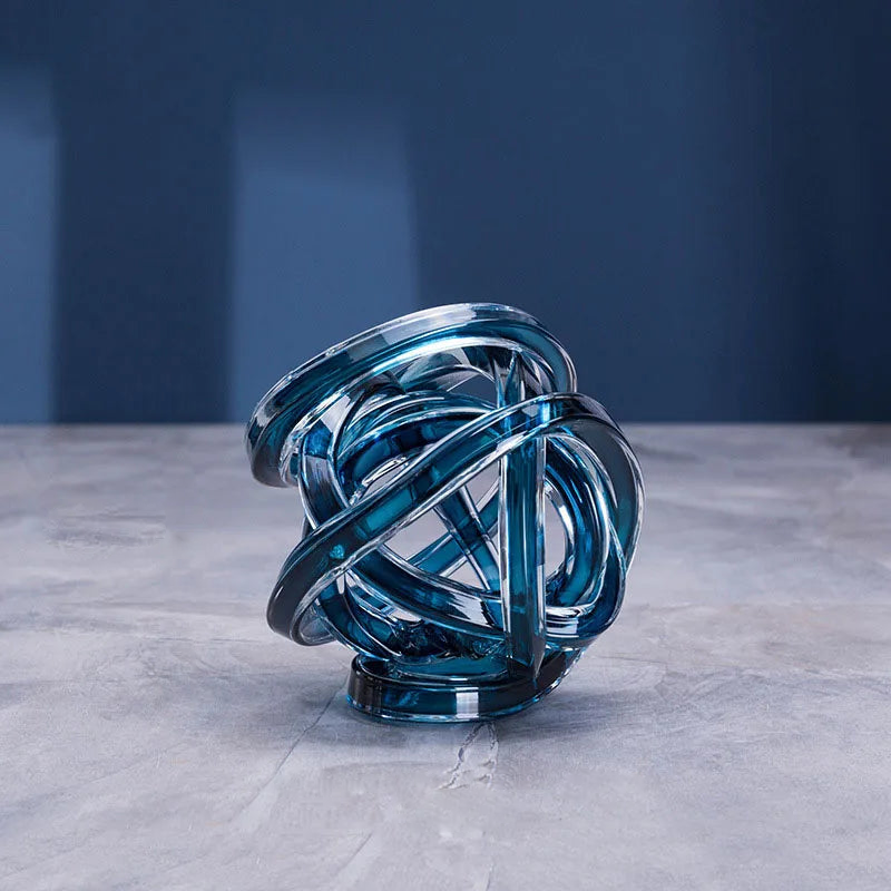 Additional view of the twisted coil glass sculpture.