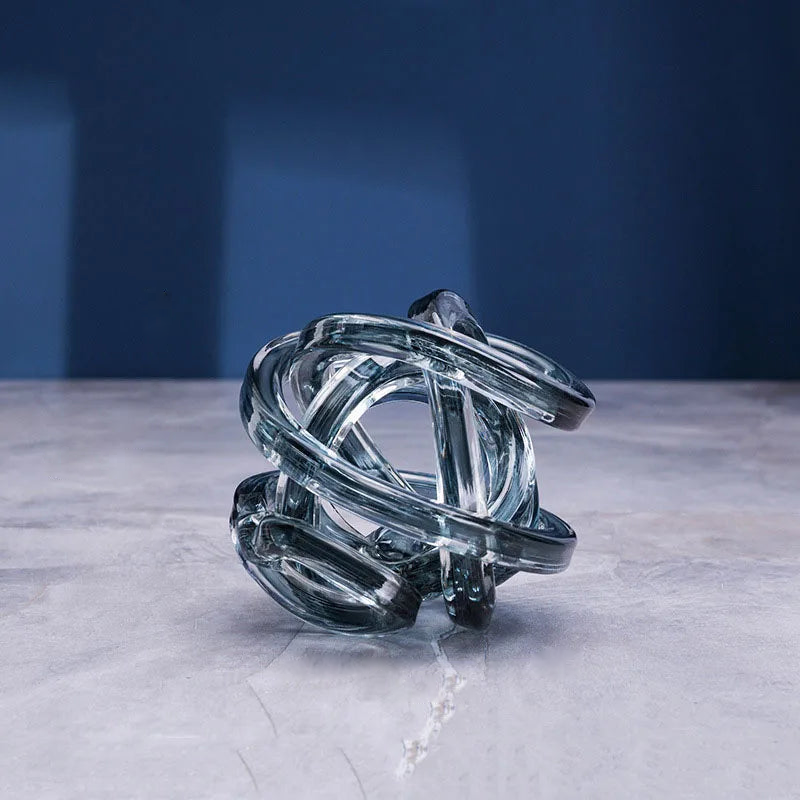 Additional view of the twisted coil glass sculpture.