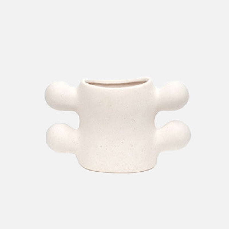 White Ceramic Vase with Rounded Side Branches: front product view