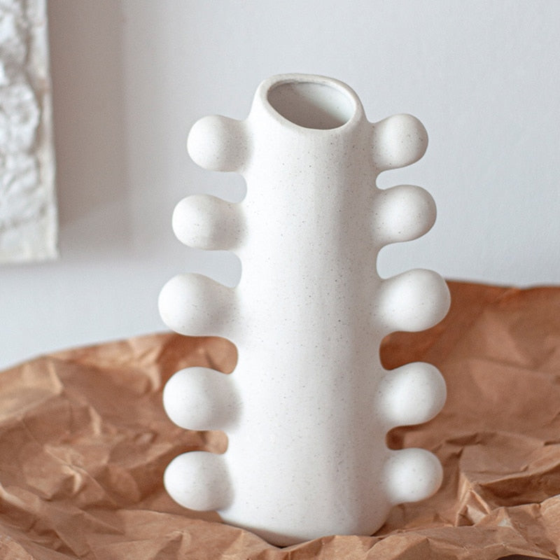 White Ceramic Vase with Rounded Side Branches: source gallery view 4