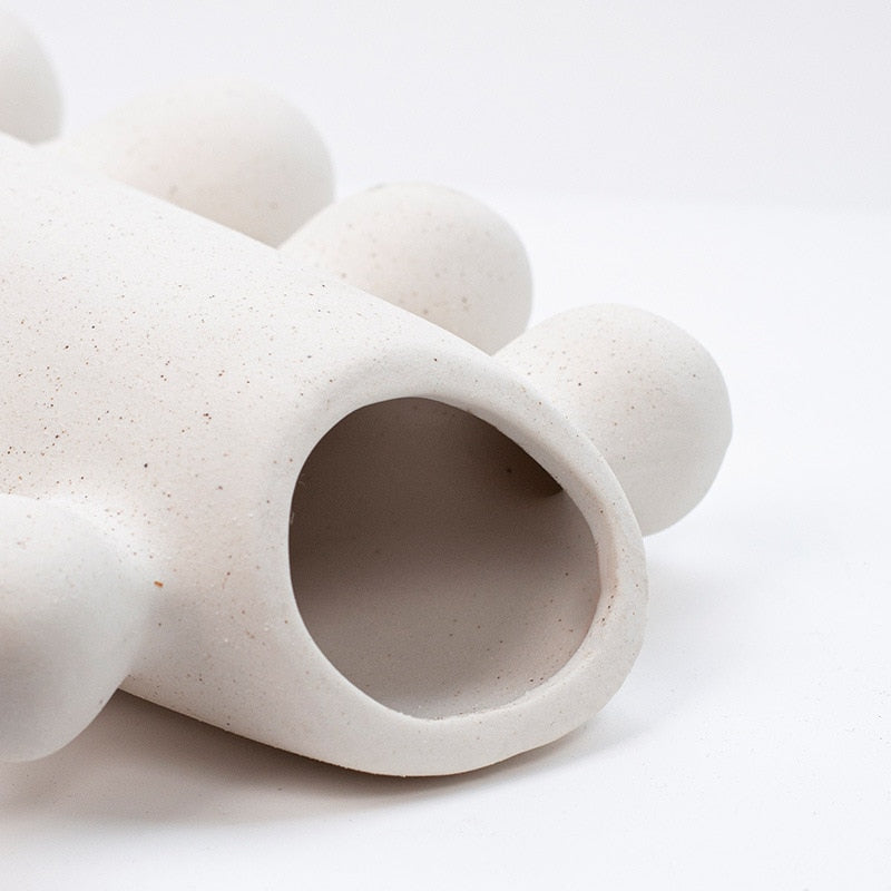 White Ceramic Vase with Rounded Side Branches: source gallery view 5